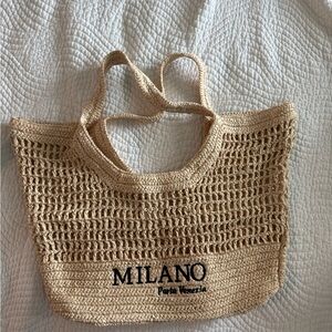 H&M Beige Woven Tote Bag